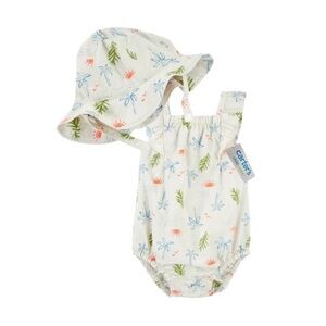 Carter's White and Blue Palm Print Kids Matching Set